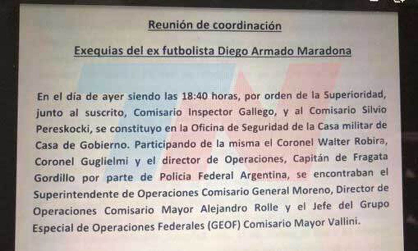 El miércoles se realizó una "reunión de coordinación" en la oficina de seguridad de Casa Militar de la Casa Rosada.