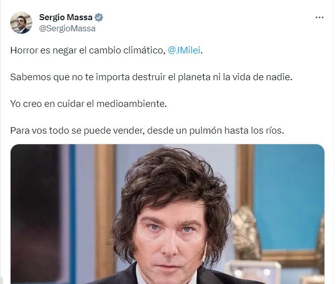 Un nuevo tuit de Massa en contra de Milei