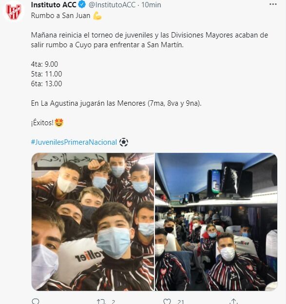 Los chicos de Instituto viajaron a San Juan para enfrentar a San Martín.