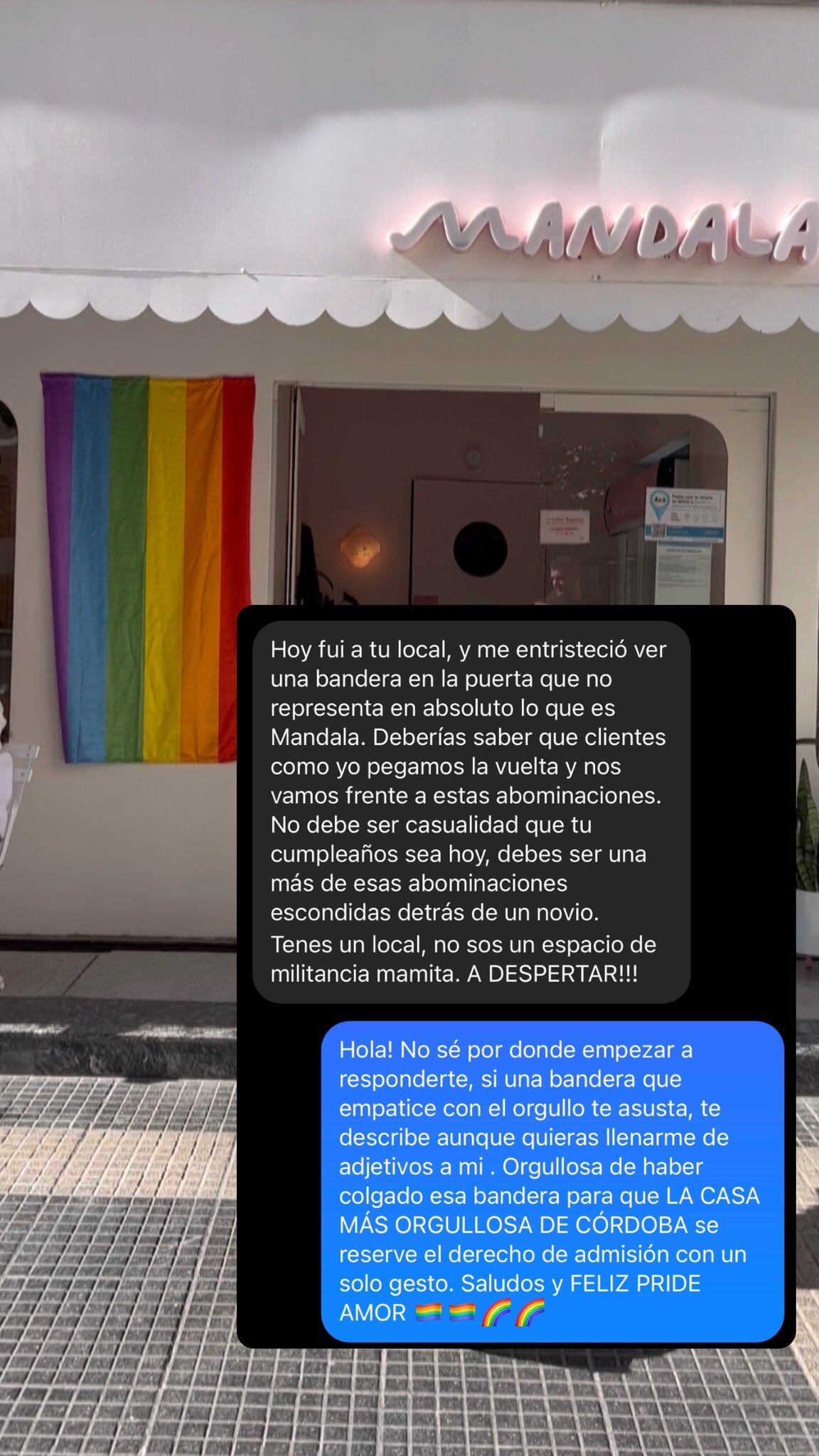 La criticaron por colgar una bandera del orgullo LGTB y la situación se viralizó en las redes.