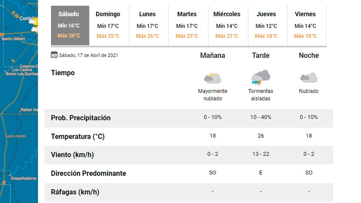 Pronóstico Carlos Paz.