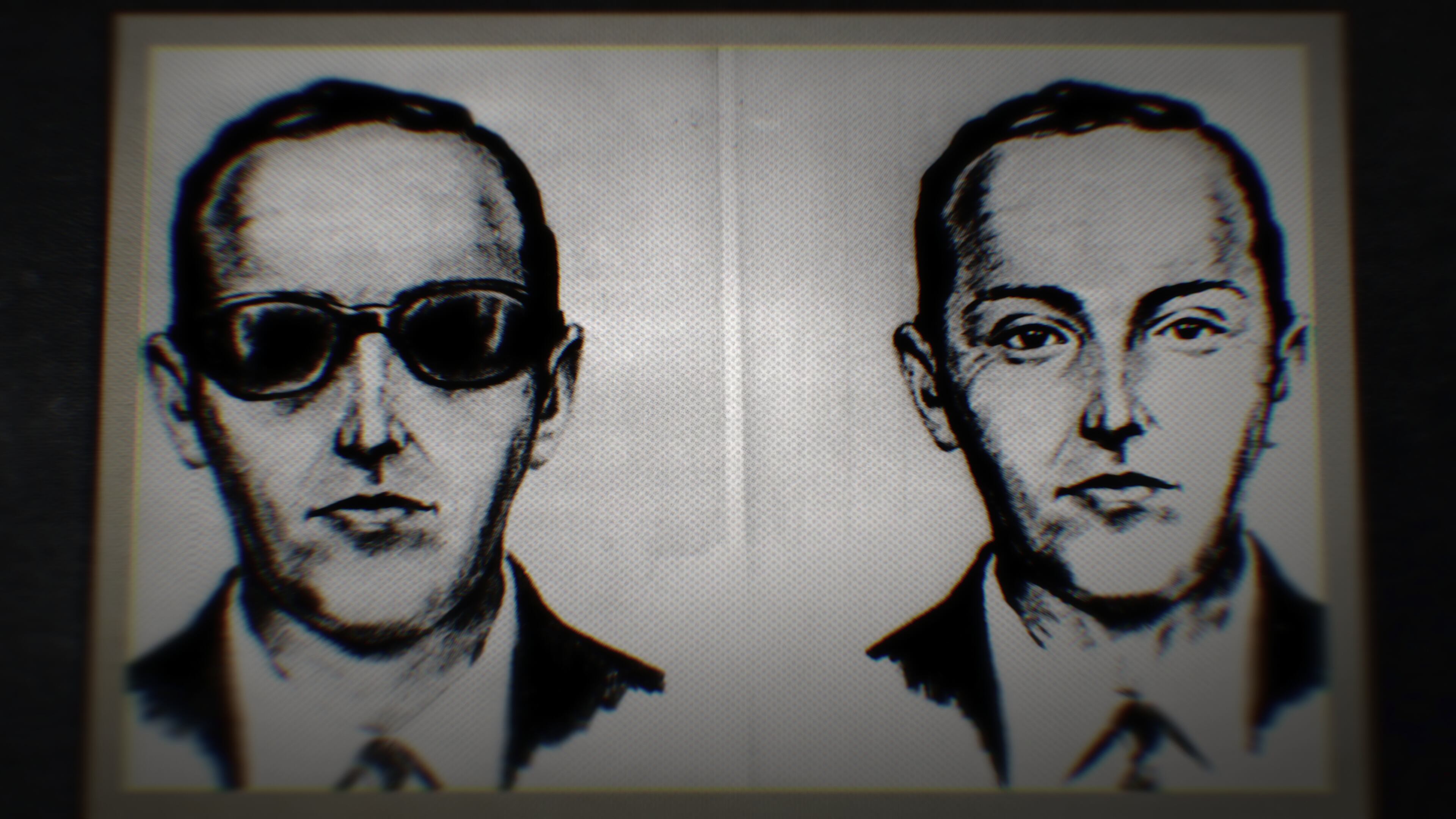 El retrato del hombre que secuestró el avión y escapó en “D.B. Cooper: ¿Dónde estás? de Netflix.