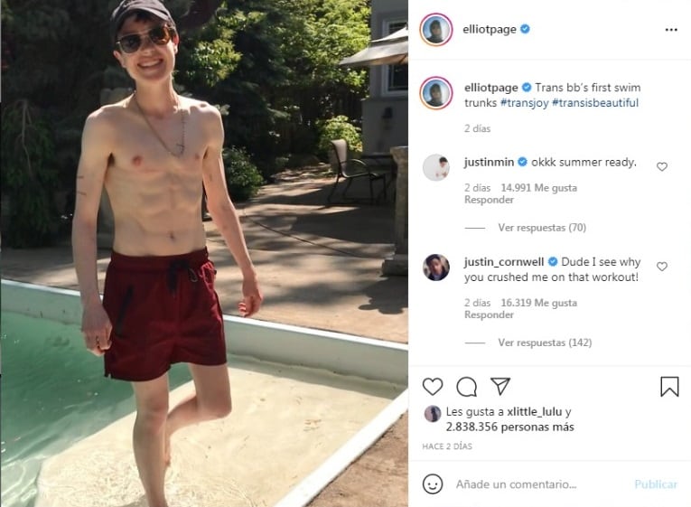 Elliot Page mostró sus cambios físicos.