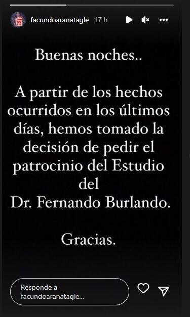 Facundo Arana recurrirá a la vía legal