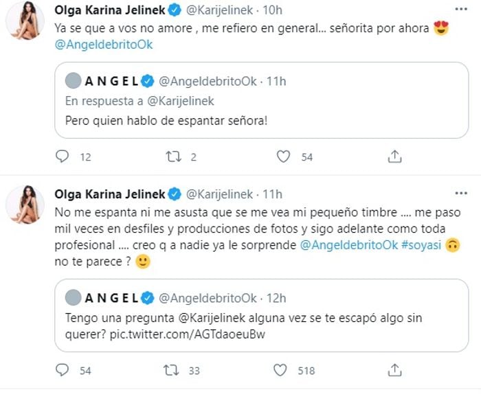 Karina Jelinek sobre su descuido.