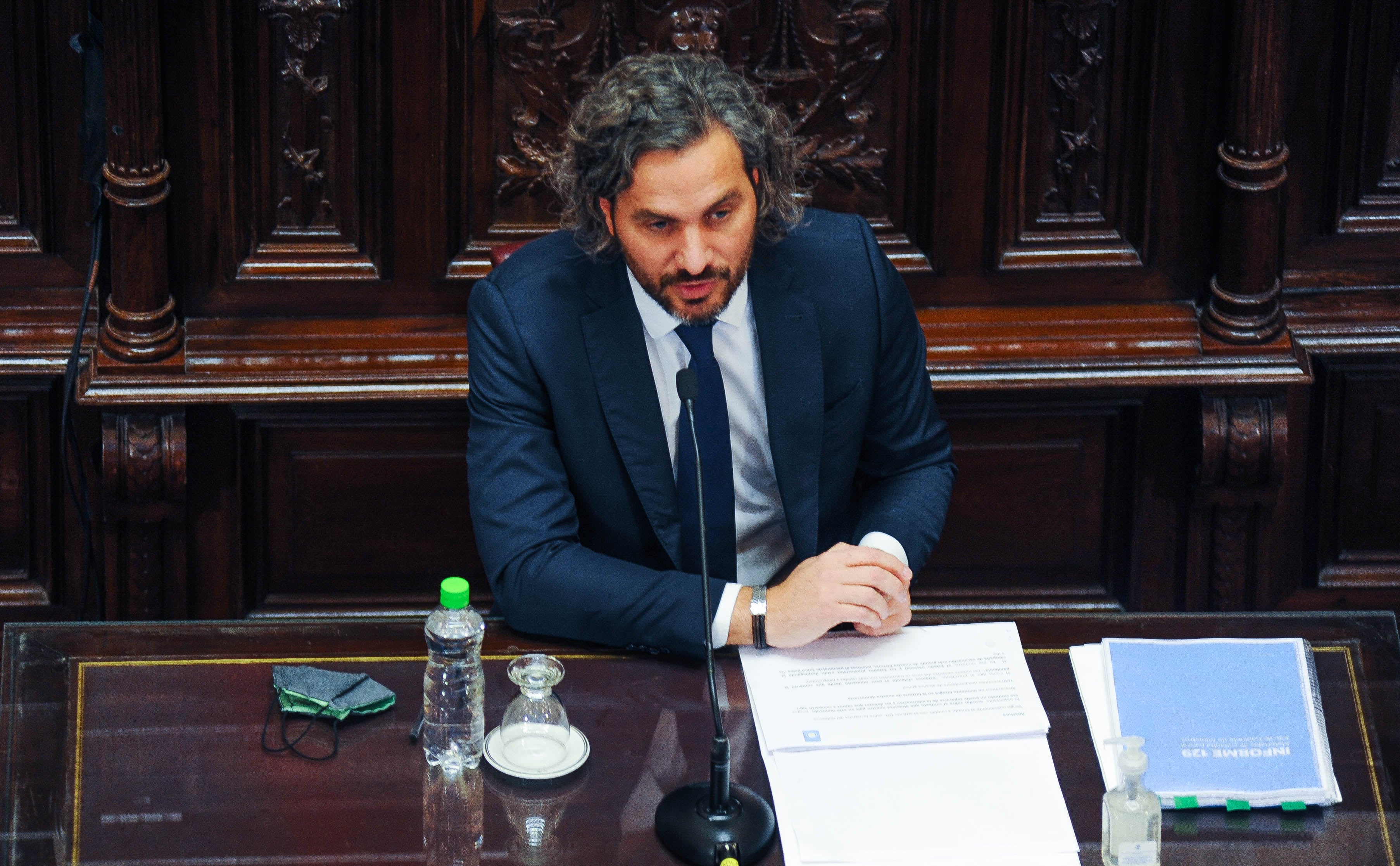 Cecilia Todesca y Santiago Cafiero Jefe de Ministros de la nación en el Senado Argentina Foto Federico Lopez Claro