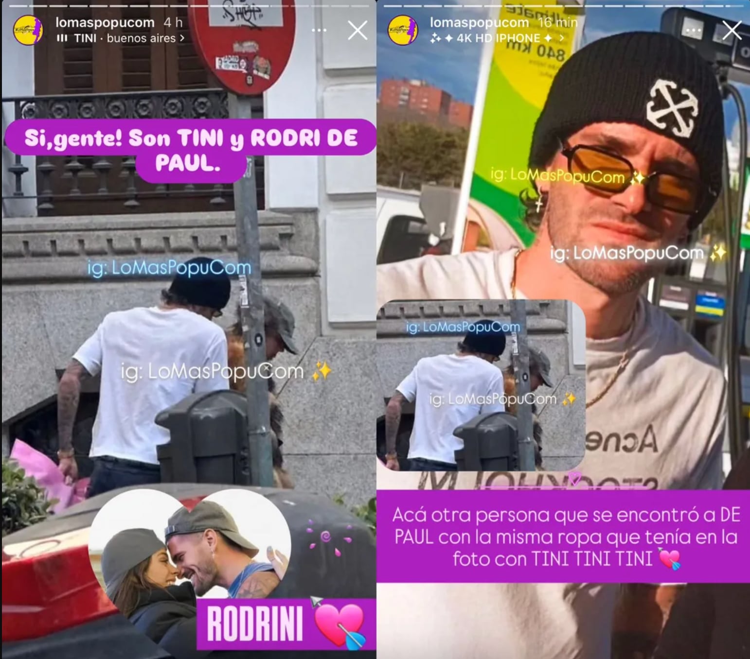 Una cuenta de Instagram especializada en espectáculos compartió fotos que probaría que De Paul y Tini se reconciliaron. (Foto: captura de pantalla)