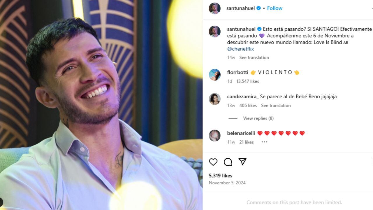 Santiago limitó los comentarios en sus publicaciones de Instagram