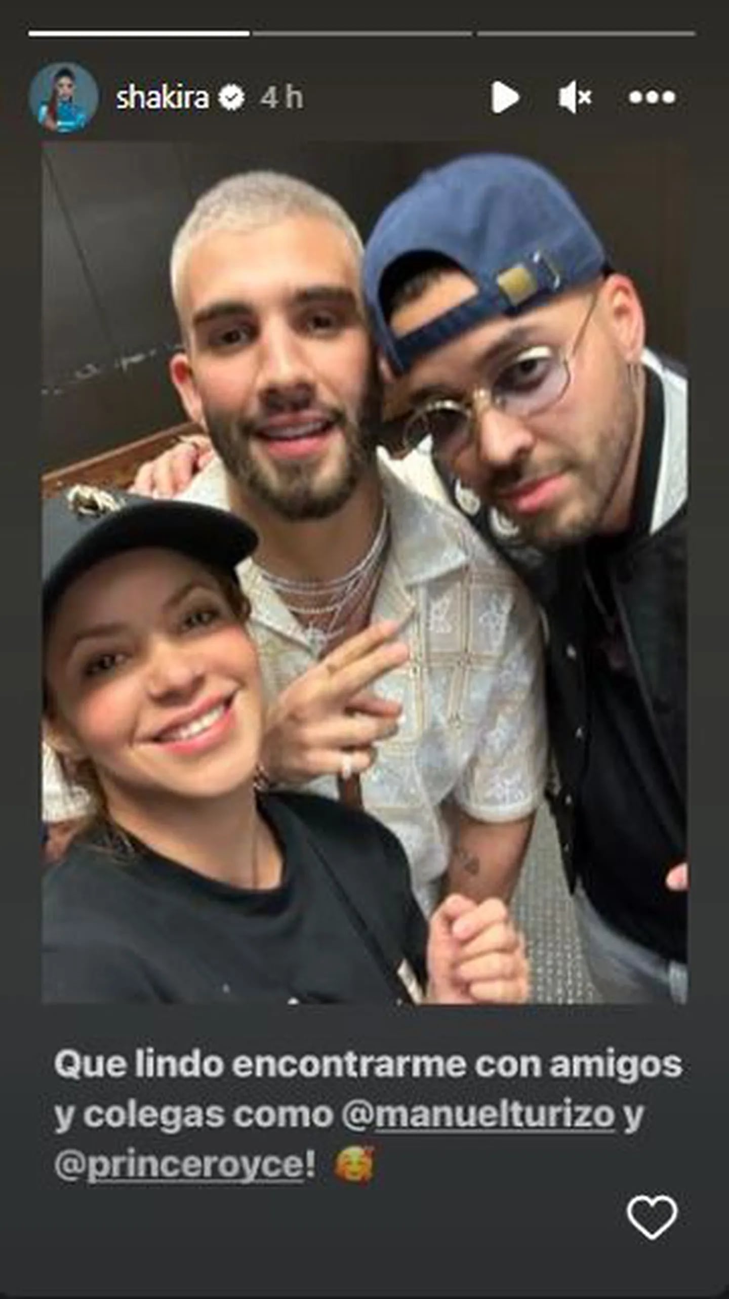 Shakira se reencuentra con sus antiguos amigos: Manuel Turizo y Prince Royce