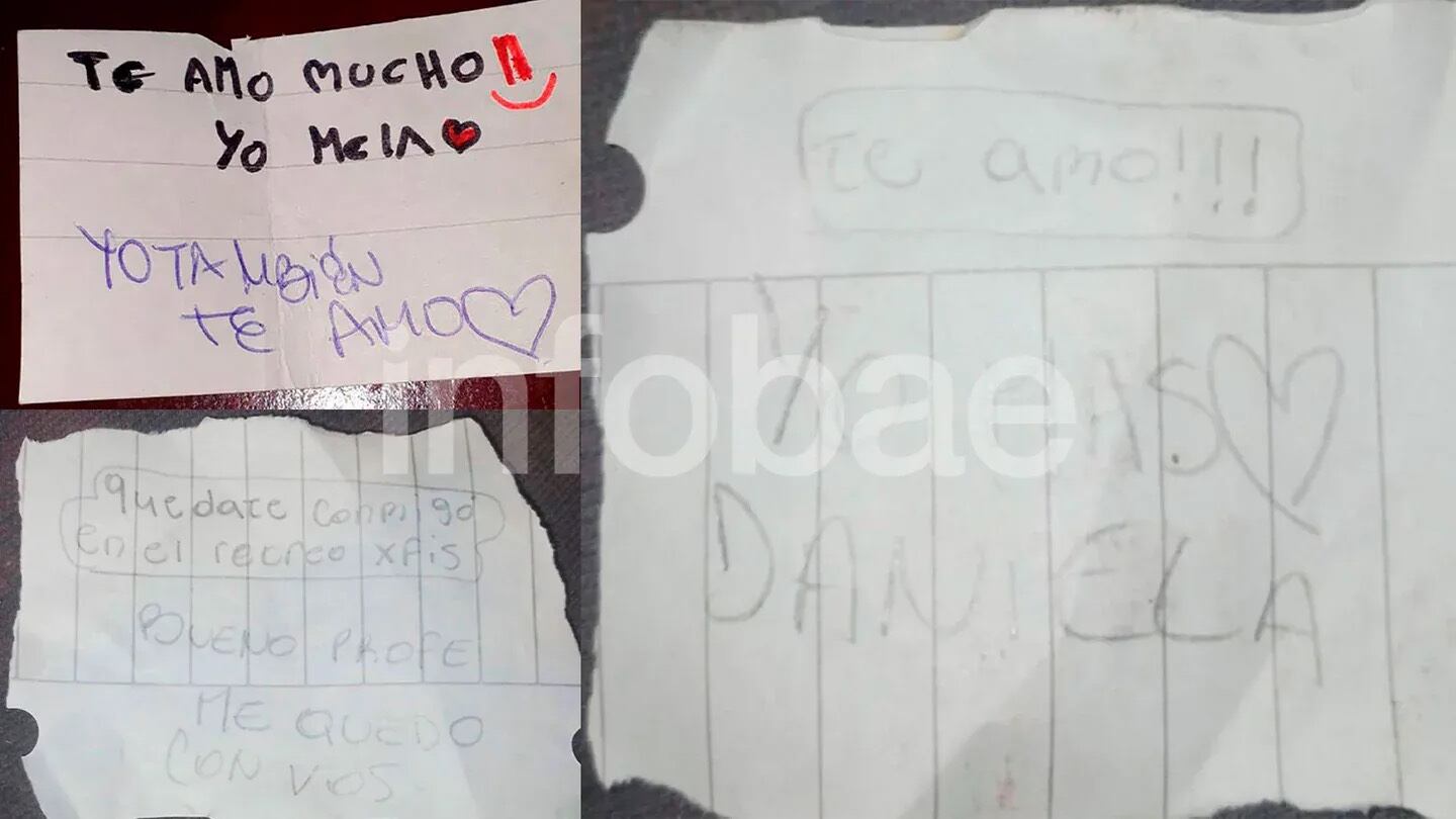 Las notas que una mamá denunciante encontró entre las pertenencias de su hija.