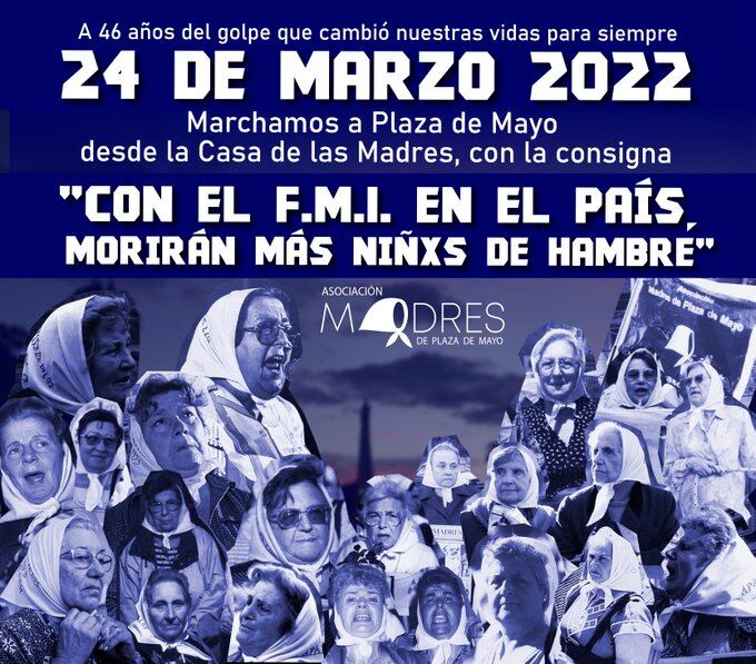 Las Abuelas y Madres de Plaza de Mayo se expresaran en contra del acuerdo con el FMI.