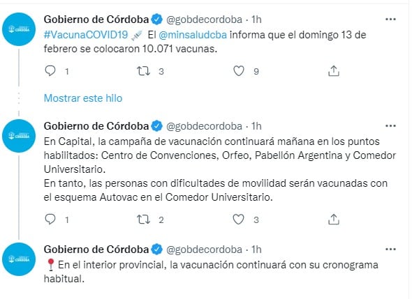 La campaña de vacunación sigue este lunes en Córdoba.