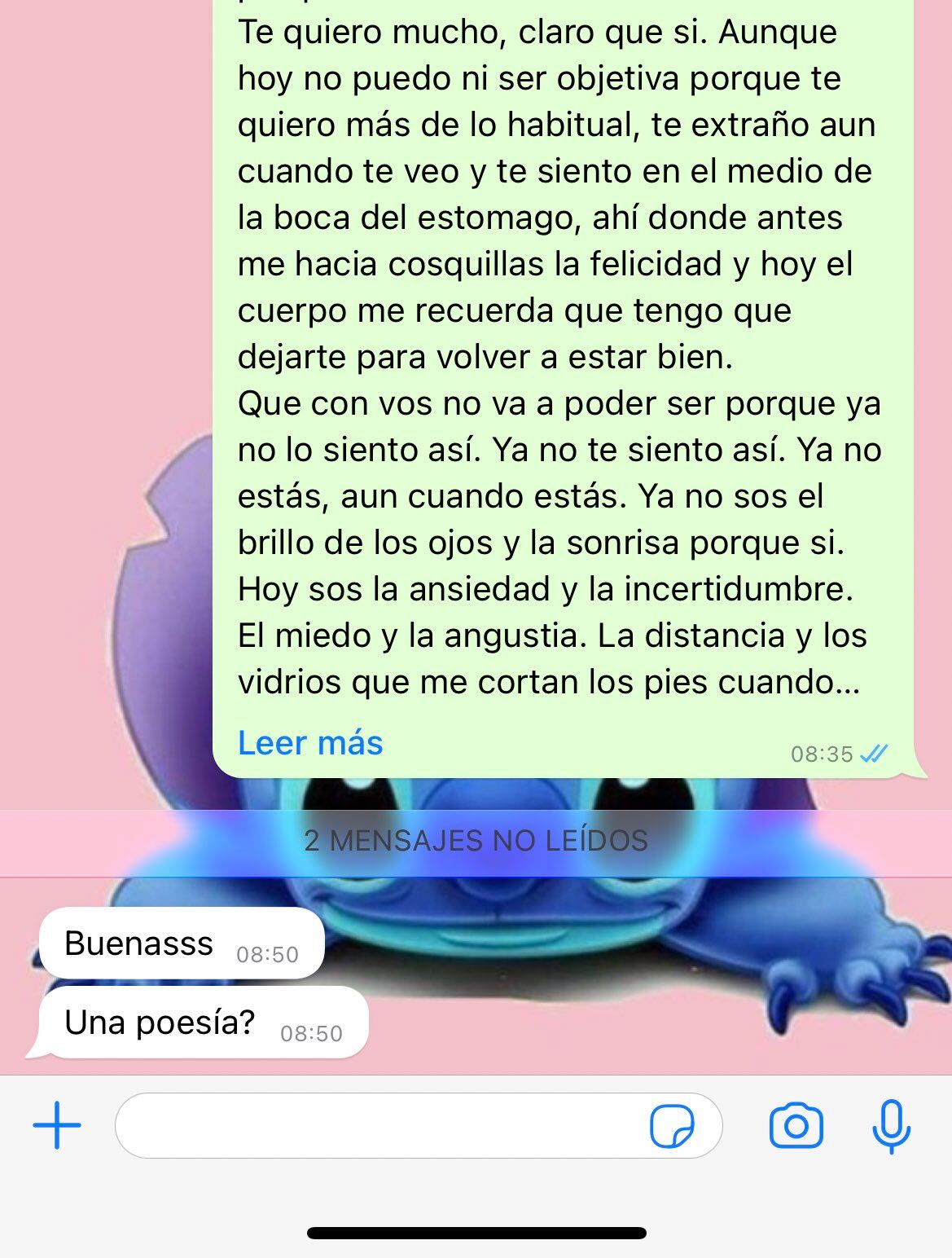 El mensaje compartido por Agustina.