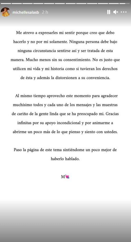 La carta de Michelle Salas enojada con la serie de Luis Miguel