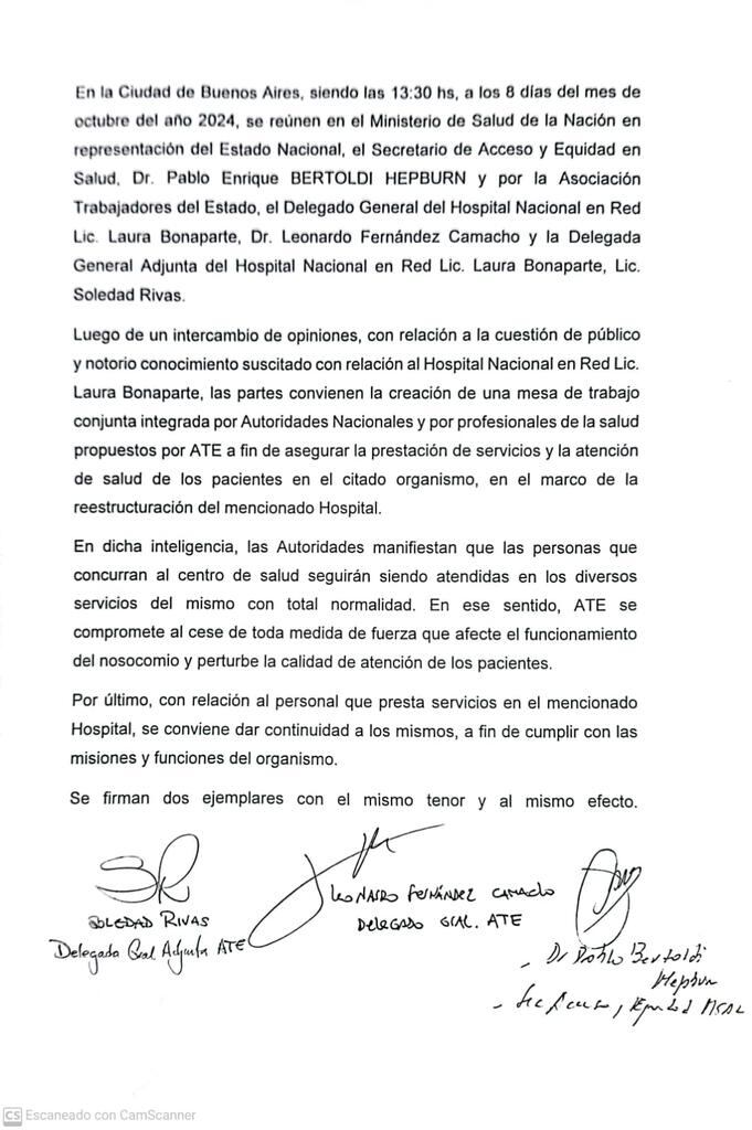 El documento que registra el acuerdo.