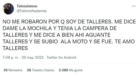 El usuario contó en Twitter la increíble situación.