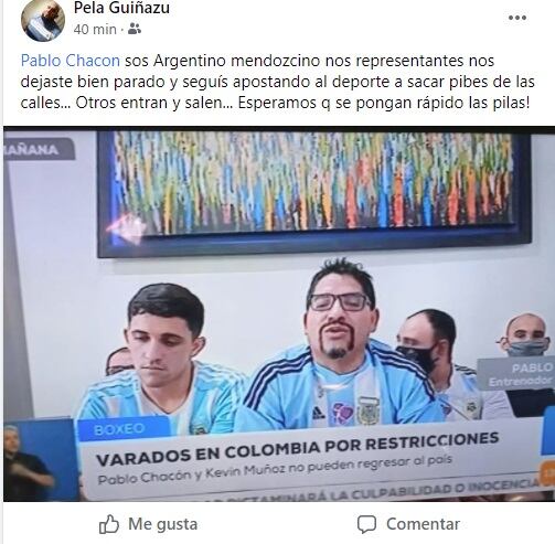 Pablo Chacón habló desde Colombia y hubo repercusiones en las redes sociales.