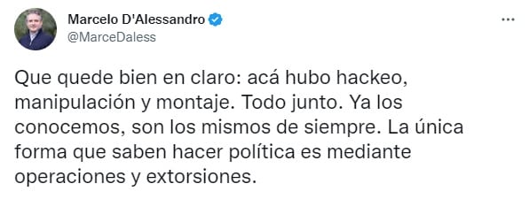 El mensaje en redes de Marcelo D'Alessandro