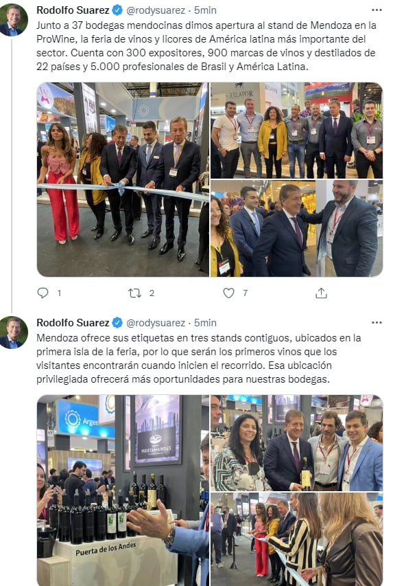 Rodolfo Suarez participó de la apertura del stand de Mendoza en la ProWine, en Brasil.