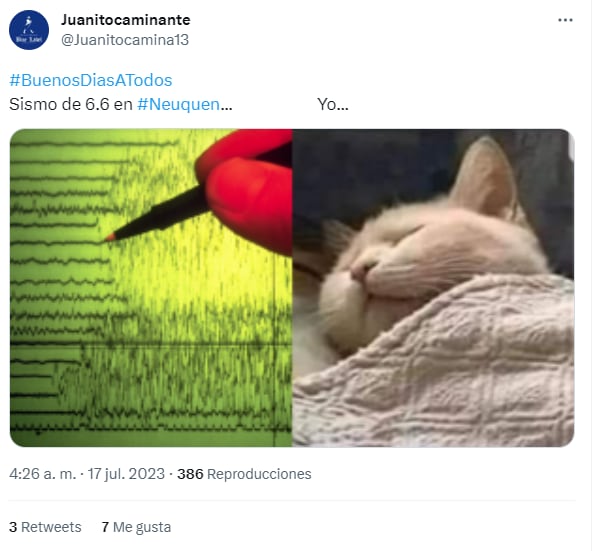 Los memes sobre el sismo en Neuquén.