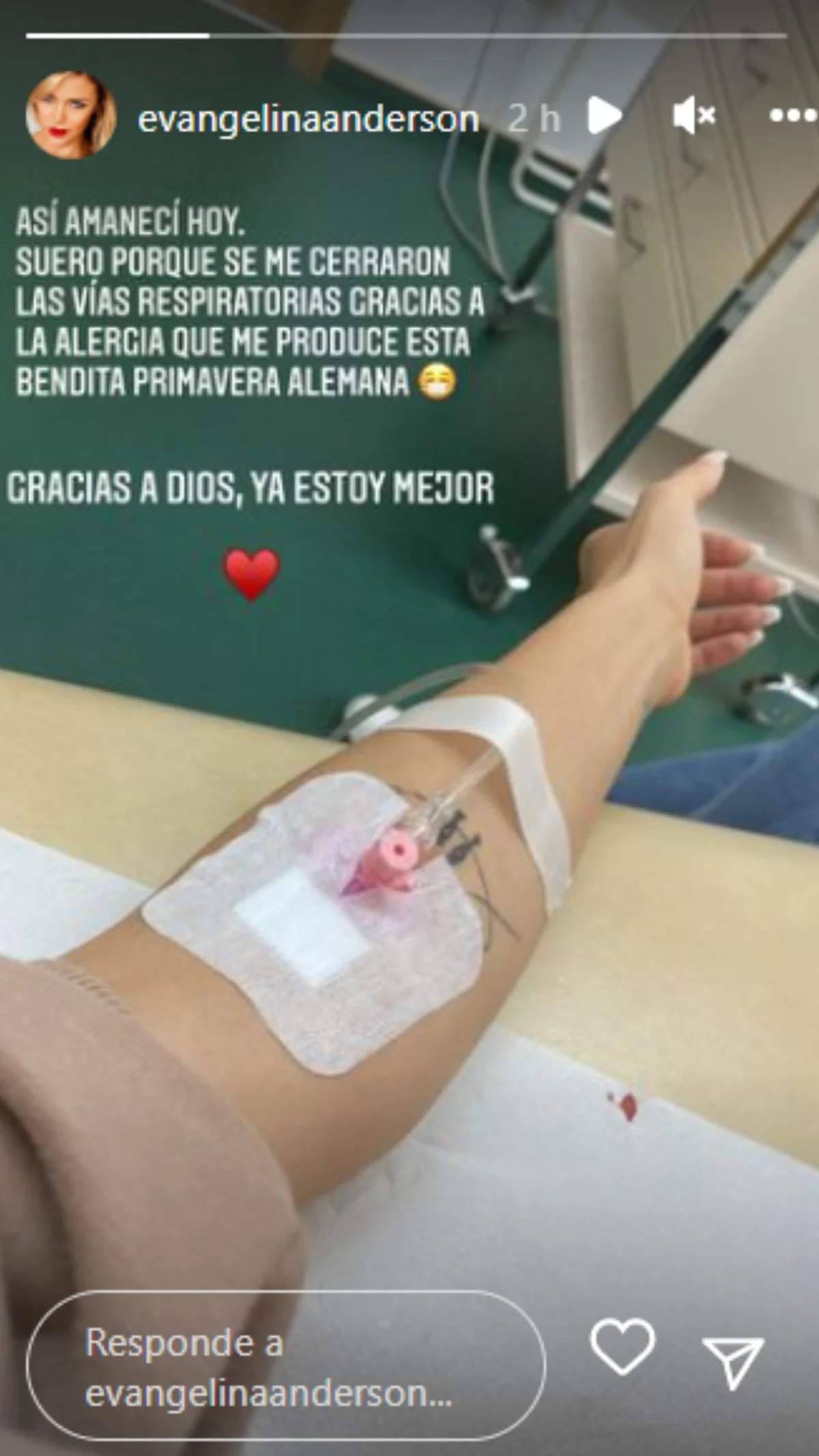 Evangelina Anderson sufrió un fuerte cuadro de alergia y tuvo que ser asistida en una guardia médica