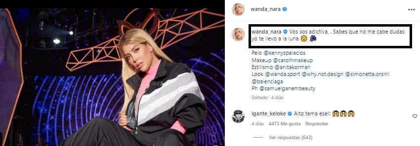 Wanda Nara ya había compartido en las descripciones de sus fotos algunas estrofas.