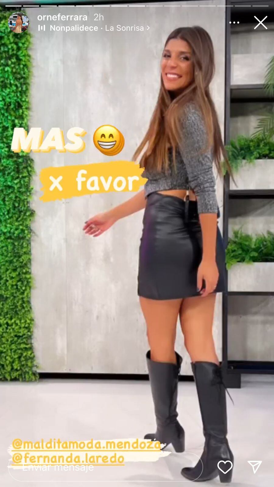 Ornella Ferrara deslumbró con su look en el programa del miércoles.