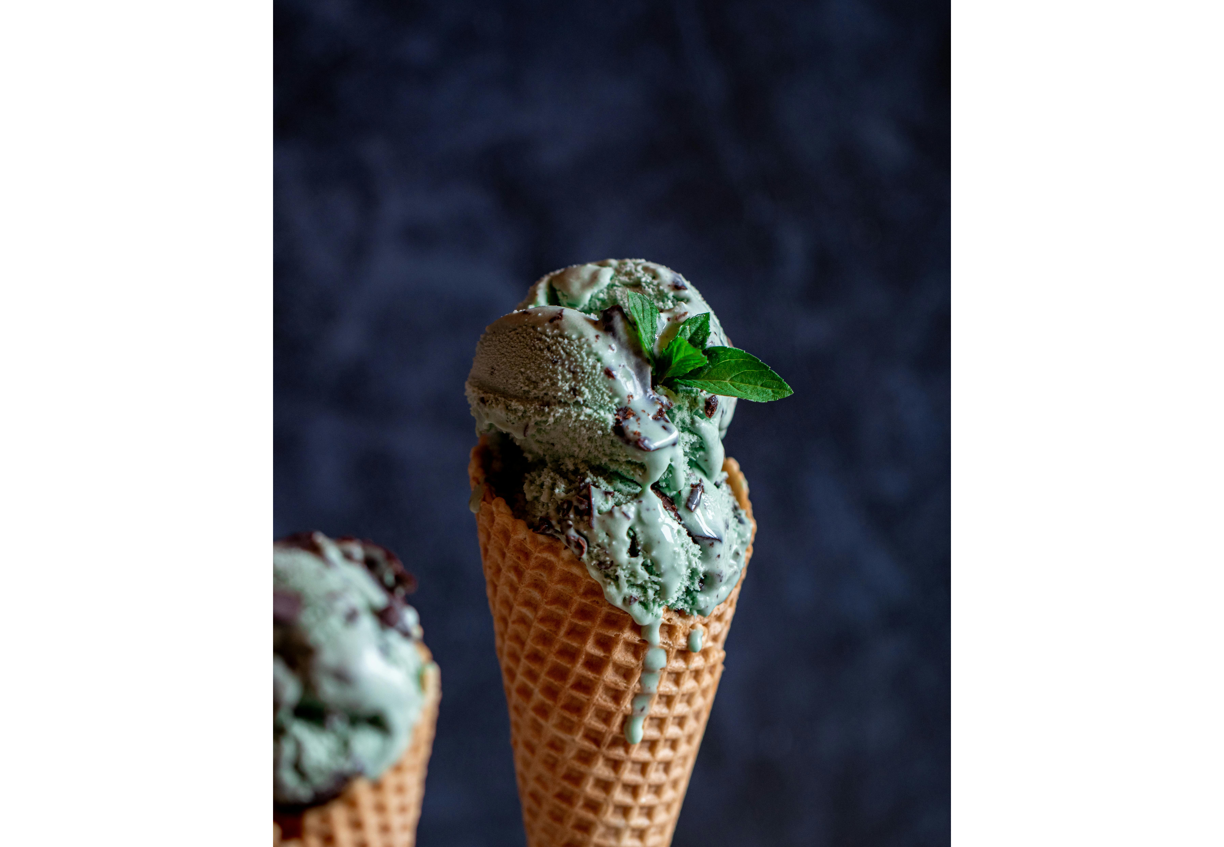 Helado de menta granizada.