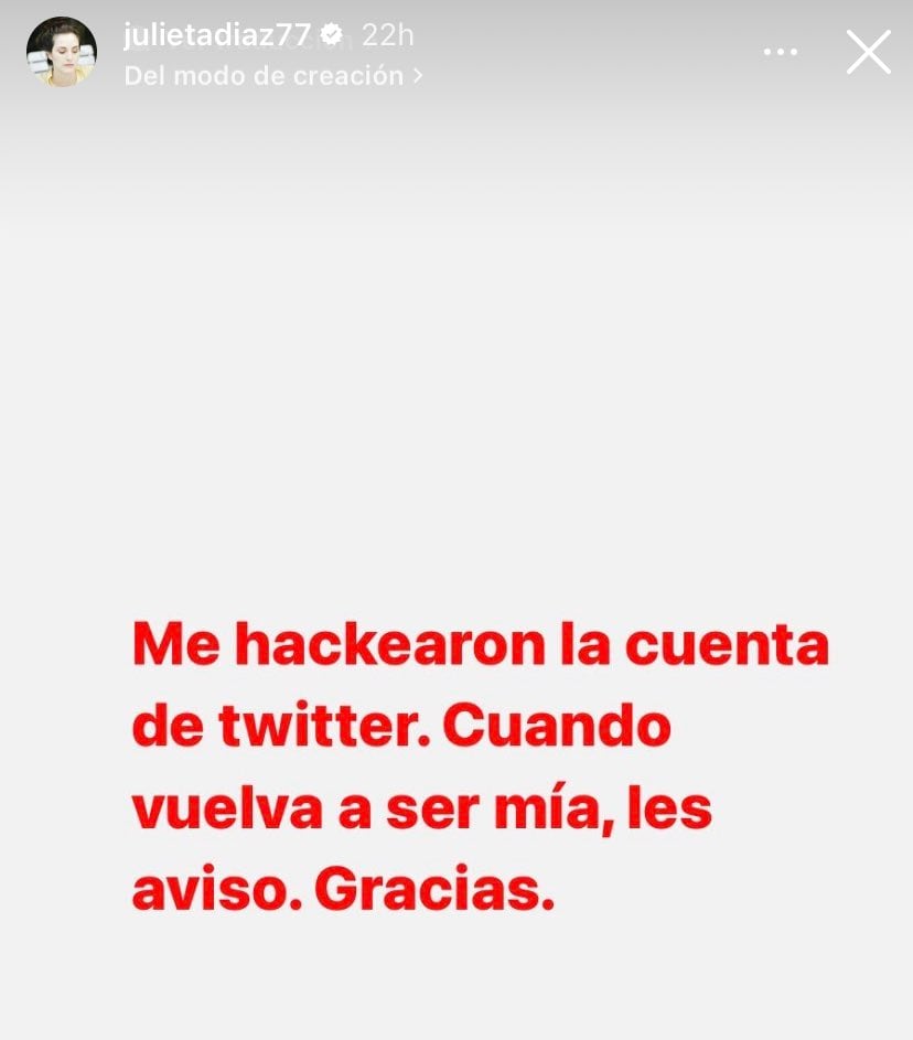 Advirtió que le hackearon el perfil