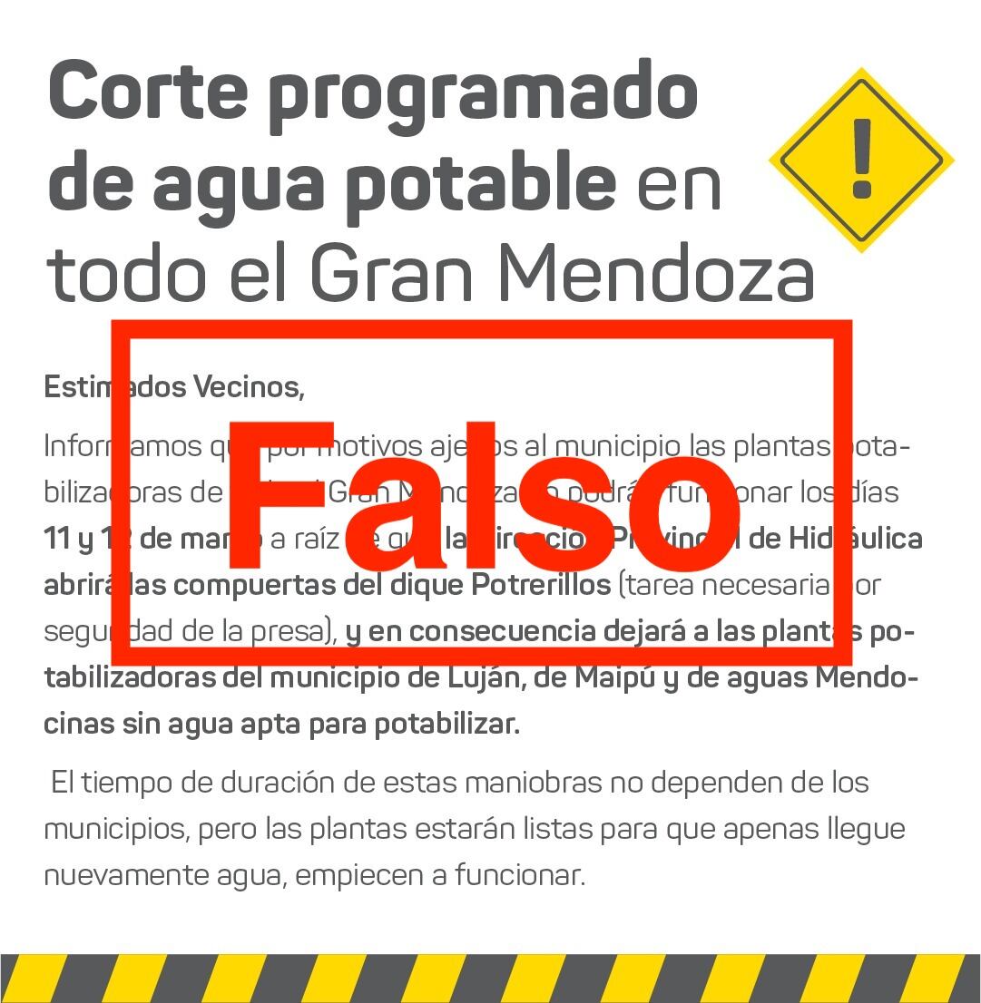 Aysam desmintió un comunicado sobre corte de agua y aseguró que es falso.