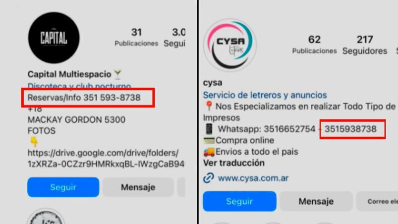 En las redes sociales, coincide el teléfono de contacto del negocio ilegal.