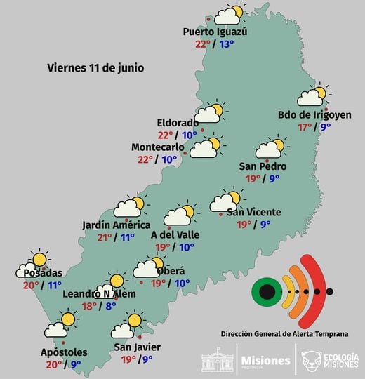 Jornada de tiempo estable y con descensos de temperatura en Misiones. DGAT