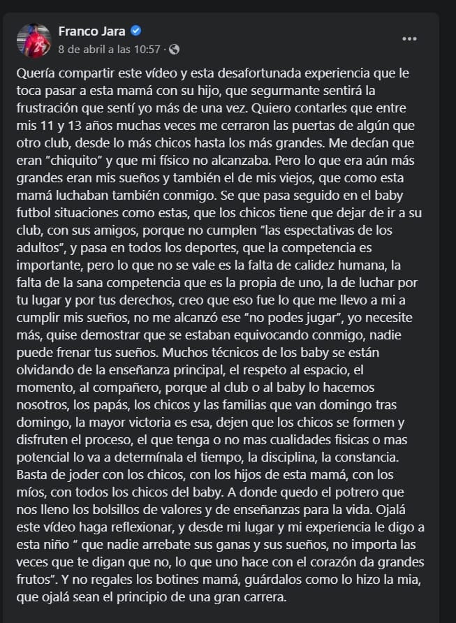 El futbolista profesional se mostró conmovido con el caso.