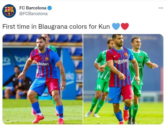 Sergio Agüero jugó un amistoso con Barcelona.