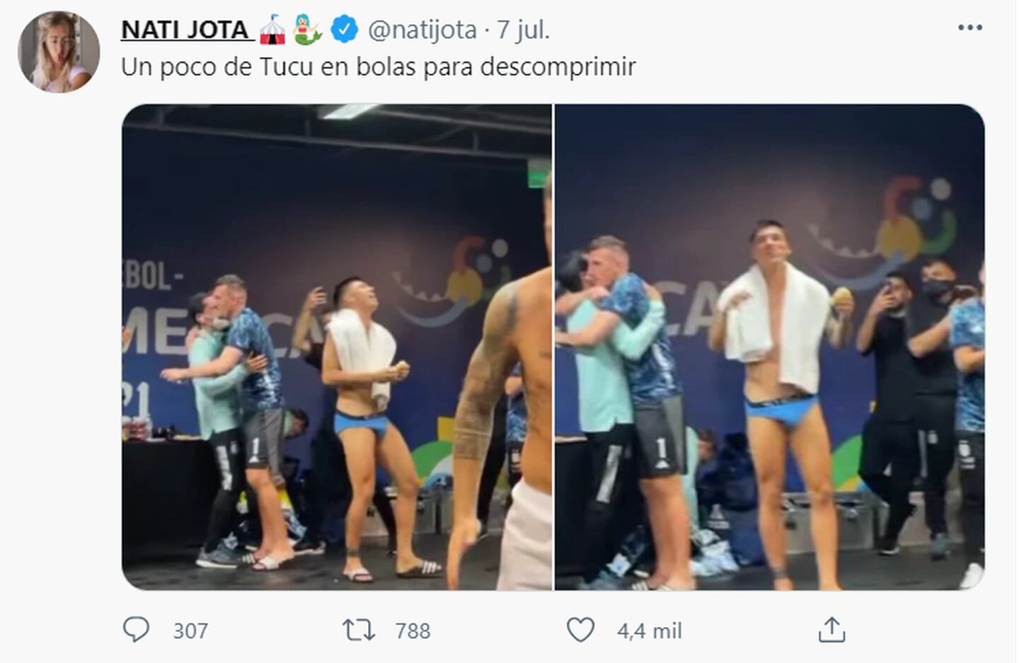 Las publicaciones que realizó Nati Jota en Twitter sobre "Tucu" Correa.