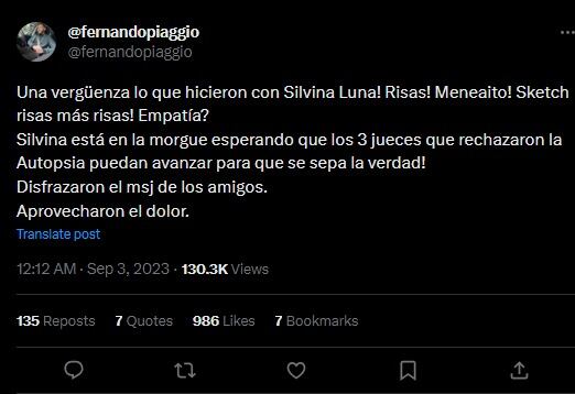 Ángel de Brito encendió la polémica contra Marley y Telefé por el homenaje a Silvina Luna