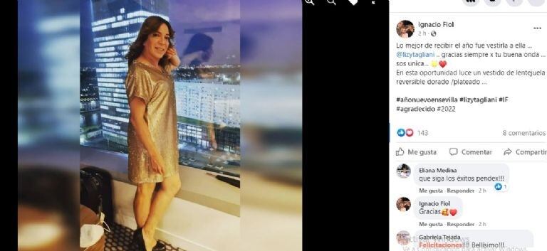 El posteo realizado por Ignmacio Fiol en su red de Facebook en el que agradece a la conductora por el modelo elegido.