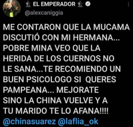 Alexander Caniggia atacó a Pampita.