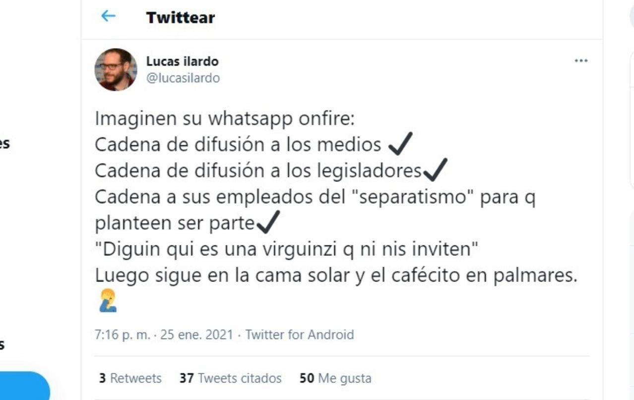 Lucas Ilardo se burló de Rodolfo Suarez.