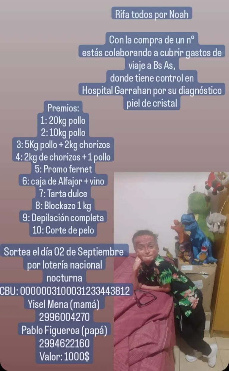 La familia de Noah organiza una rifa solidaria con ayuda de los vecinos.