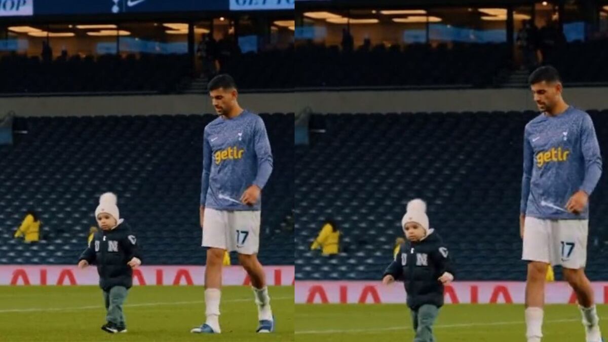 Con gorrito y al trote: el tierno video del Cuti Romero con su hijo dentro de la cancha de Tottenham