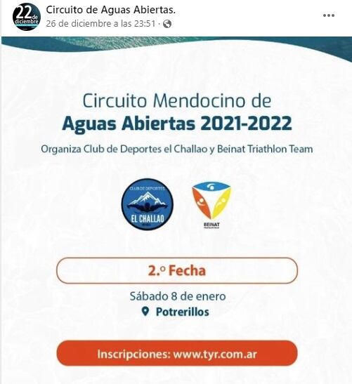 La sede del Club Mendoza de Regatas en el dique Potrerillos, será el escenario de la segunda fecha del Circuito Mendocino de Aguas Abiertas