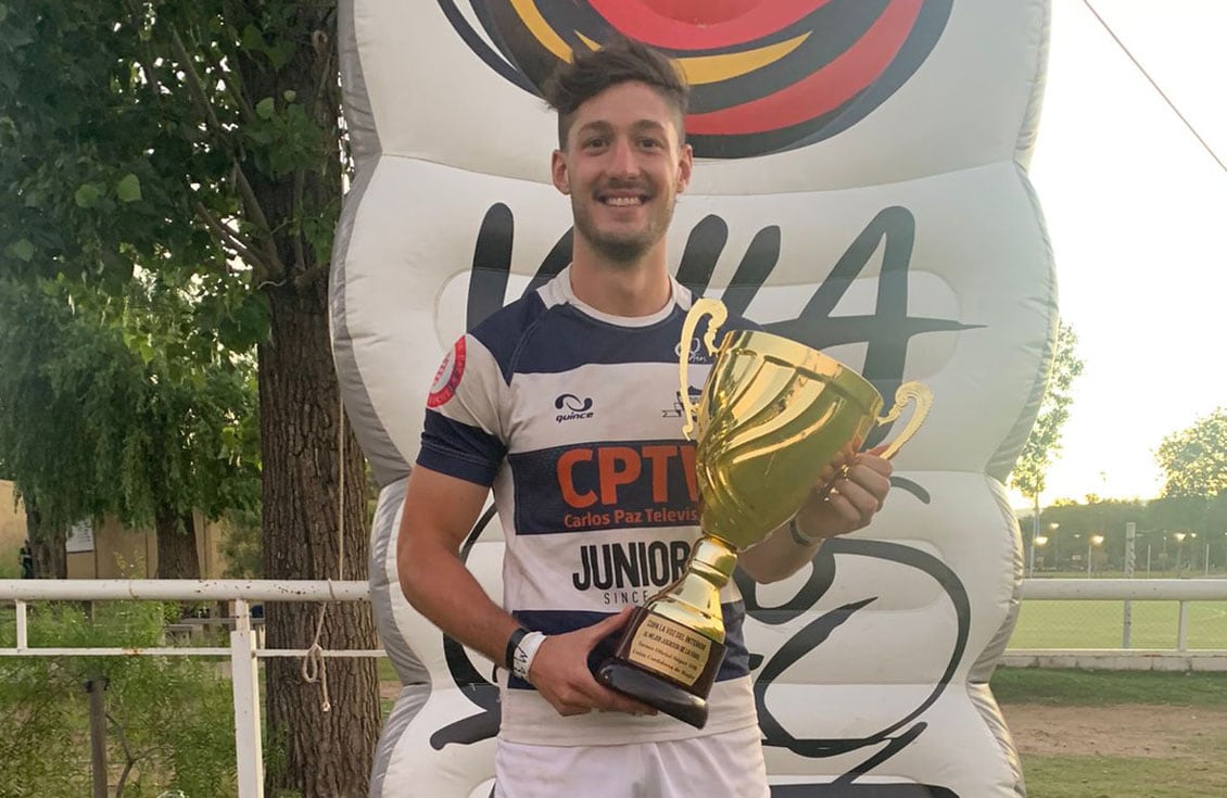 Joaquín Minardi fue el mejor jugador en la final y se consagró campeón con el Carlos Paz Rugby Club. (Prensa Unión Cordobesa de Rugby)