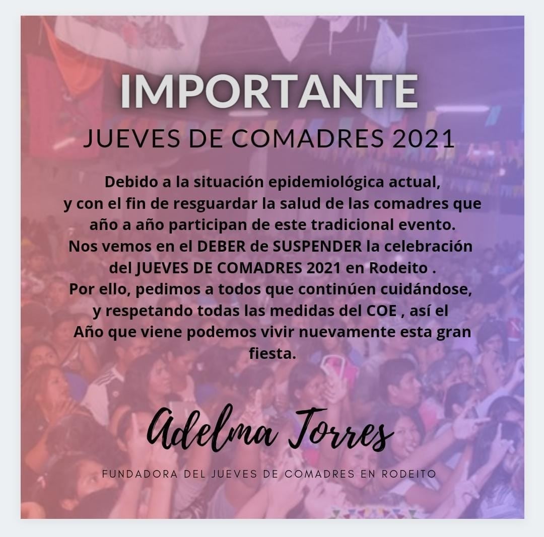 Las "comadres" de Rodeíto dieron por suspendidos los festejos de este jueves.