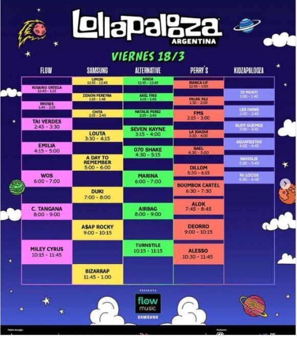 Ya se confirmaron los horarios del Lollapalooza