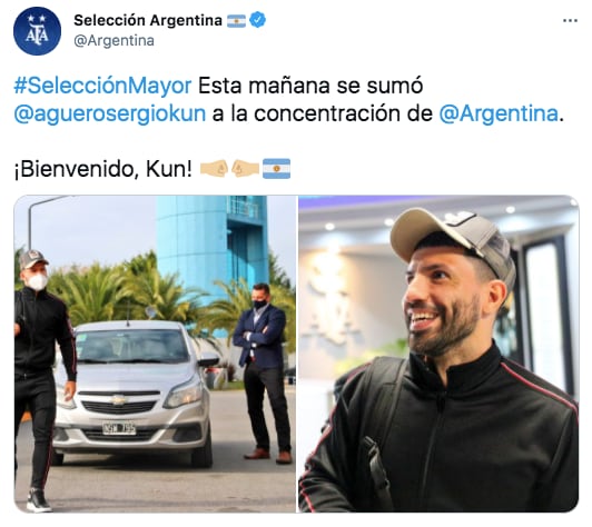 El Kun Agüero aterrizó en Ezeiza y piensa en la Selección.