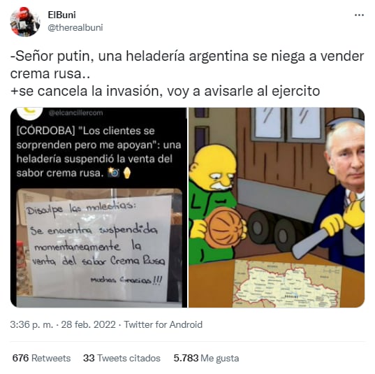 Putin también fue una de las figuras más repetidas en los memes.