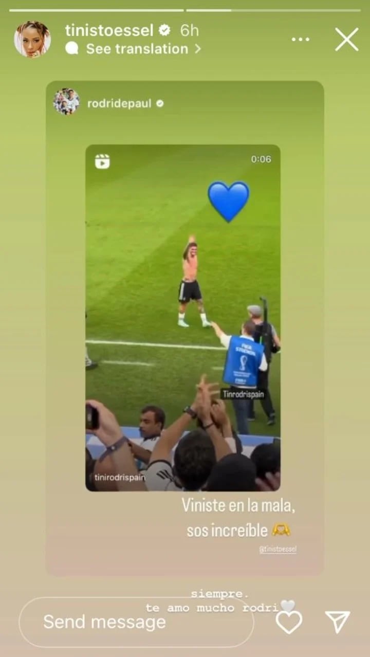 El tierno mensaje de Tini Stoessel y Rodrigo De Paul.