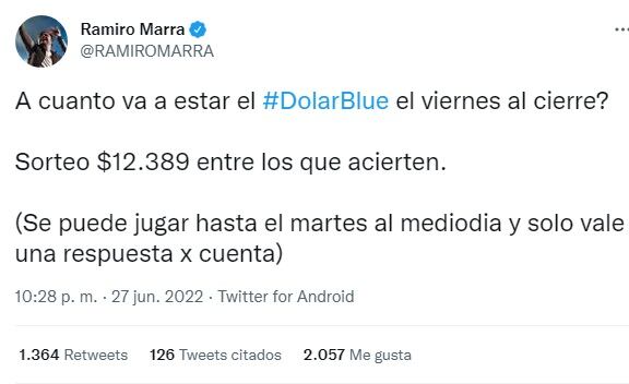 La invitación a jugar de Ramiro Marra en Twitter