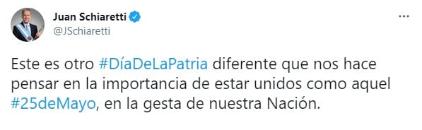 El Gobernador de Córdoba expresó su mensaje por el 25 de mayo.